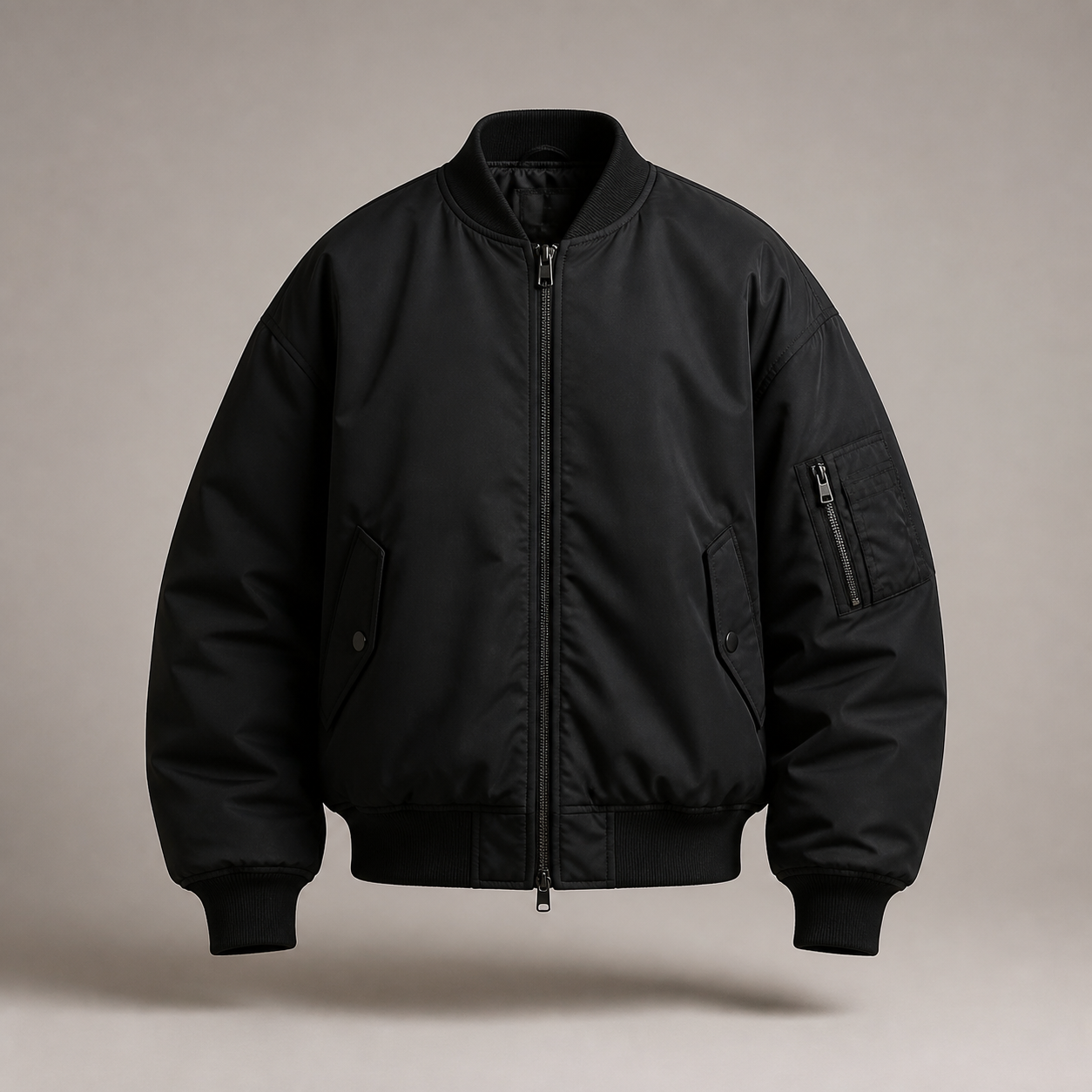 Black oversized bomber jacket